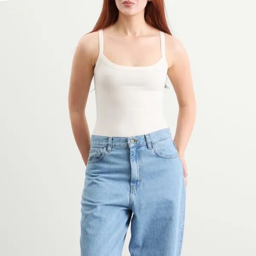NWT SKIMS cotton jersey scoop neck bodysuit• marble• XL